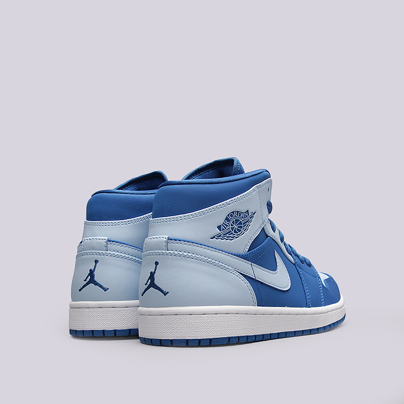 мужские синие кроссовки Jordan 1 Retro Mid 554724-400 - цена, описание, фото 4